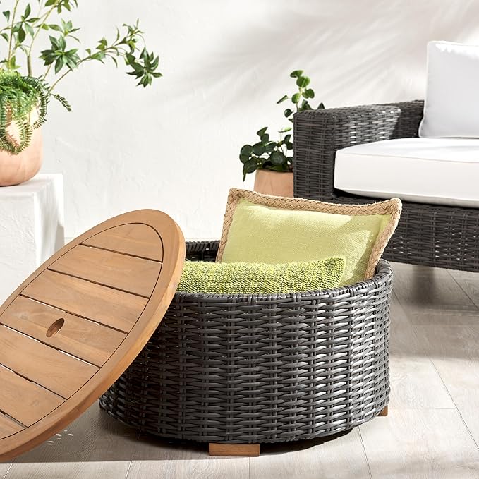 SAFAVIEH Couture Collection Anguilla Dark Grey Faux Wicker Indoor/Outdoor - Image 5