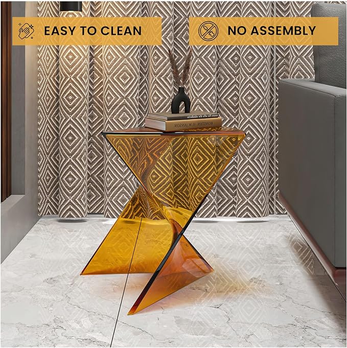 LeisureMod 15.75" Stackable Weather-Resistant Plastic Triangular Side Table - Image 7