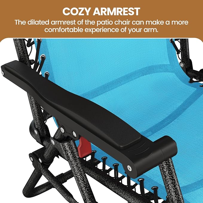 Yaheetech Zero Gravity Recliners Outdoor Adjustable Folding Reclining Lounge - Image 6