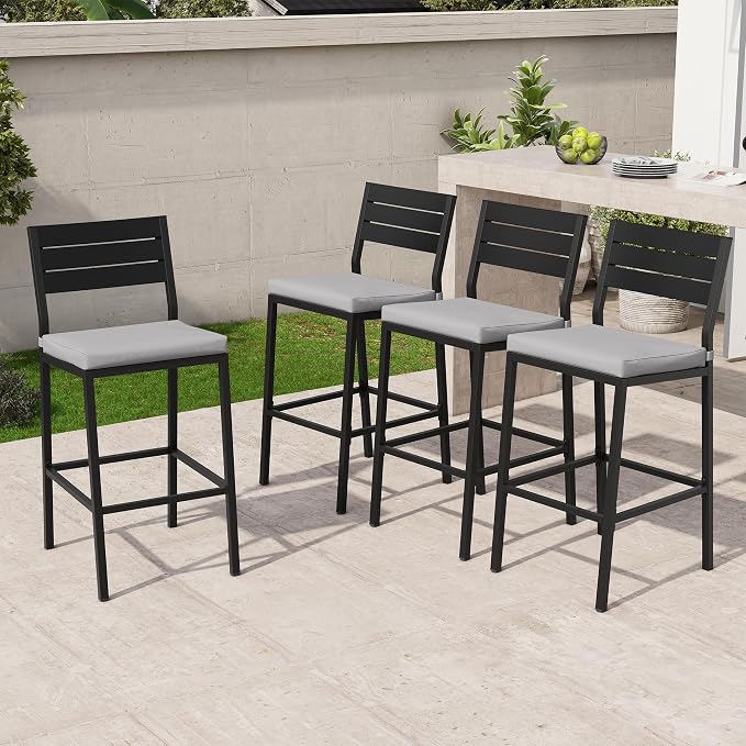 Crestlive Products Outdoor Bar Stools Set of 4, Patio Counter Height Barstools by CrestliveProducts