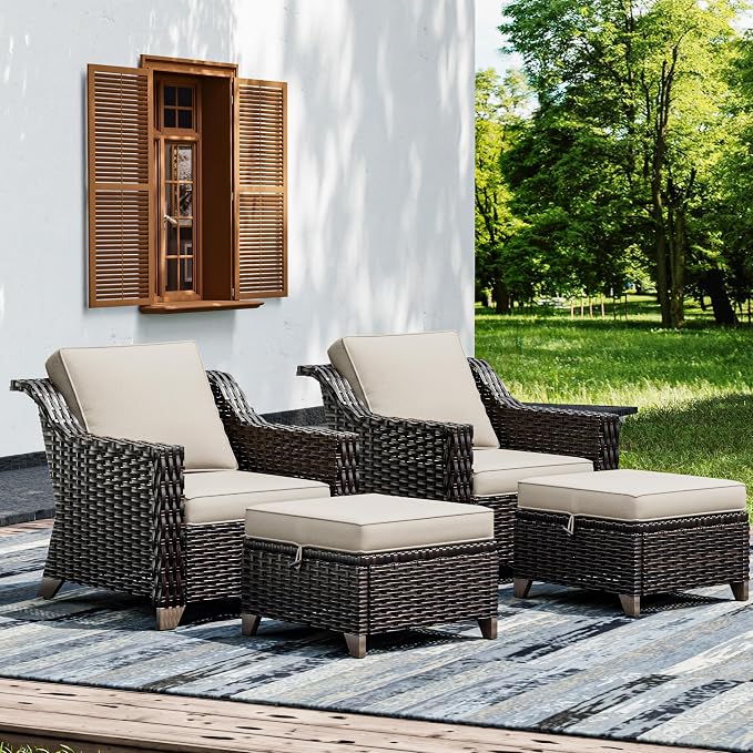 Joyside Wicker Patio Furniture Sets, 4 Pieces Upgraded Large Size Outdoor by Joyside