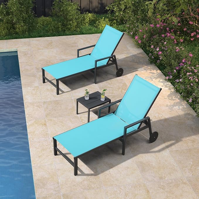 PURPLE LEAF Patio Chaise Lounge 4 Pieces Aluminum Recliner Chair - Image 9