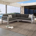 Outdoor Aluminum Furniture Set, 4-Person Patio Sectional Conversation Sofa Set by JIVOIT