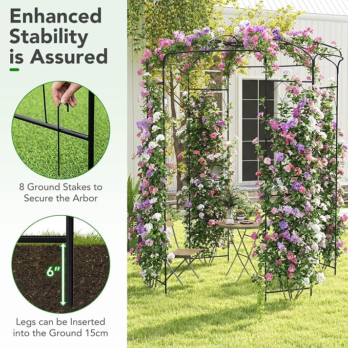 LDAILY Birdcage Shape Garden Arch, 9.3 x 6.5FT Arbor - Image 3