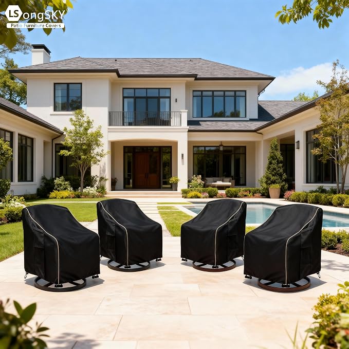 Patio Swivel Chair Cover 4 Pack, Waterproof Heavy Duty Outdoor Chair Covers - Image 6