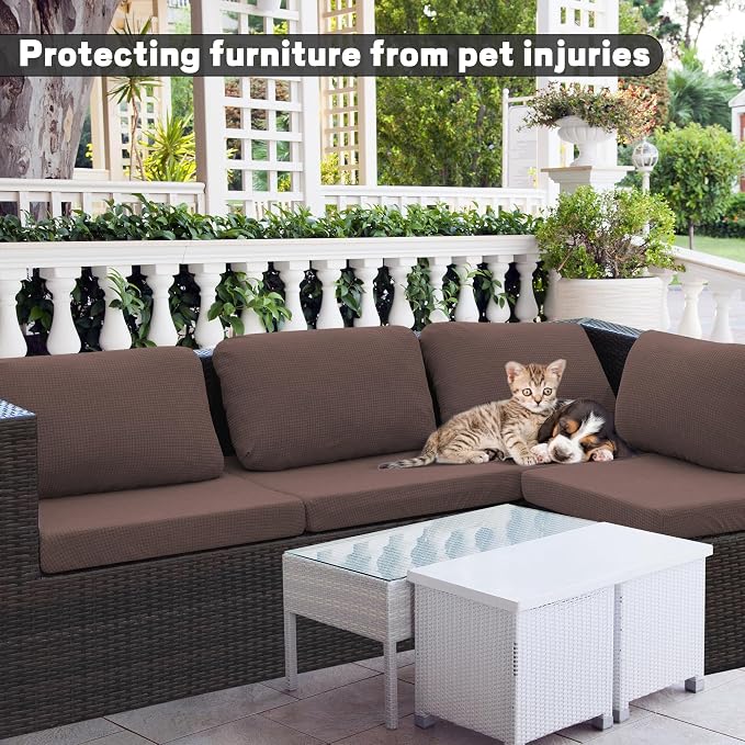 8Pcs Outdoor Cushion Covers, Patio Cushion Covers, Stretch Elastic Slipcovers - Image 3