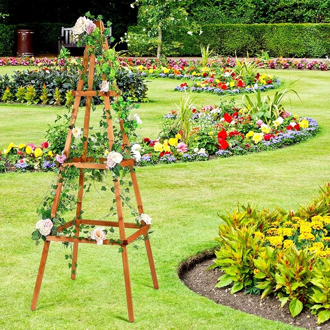 70.8in Tall Wooden Obelisk Trellis Outdoor Garden Trellises Easy Assembly - Image 7