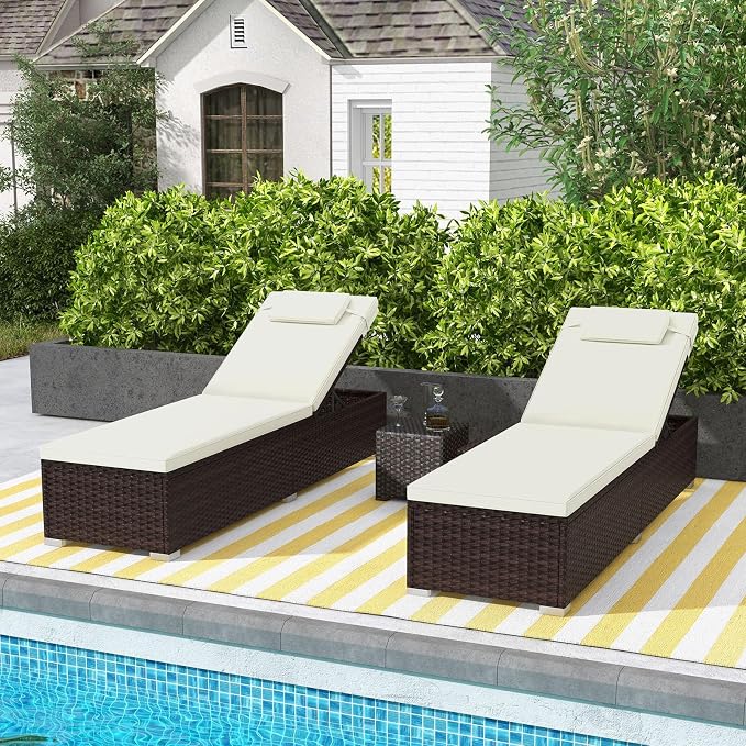 Tangkula Patio Chaise Lounge, Outdoor Rattan Lounge Chair w/ 6-Level Backrest - Image 5