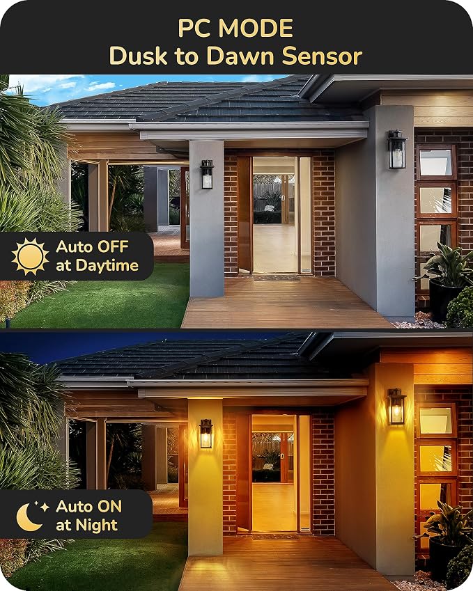 EDISHINE Motion Sensor Outdoor Light Fixtures Wall Mount, Dusk to Dawn Front - Image 3