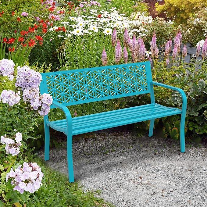 VINGLI 50" Outdoor Bench Metal - Image 7