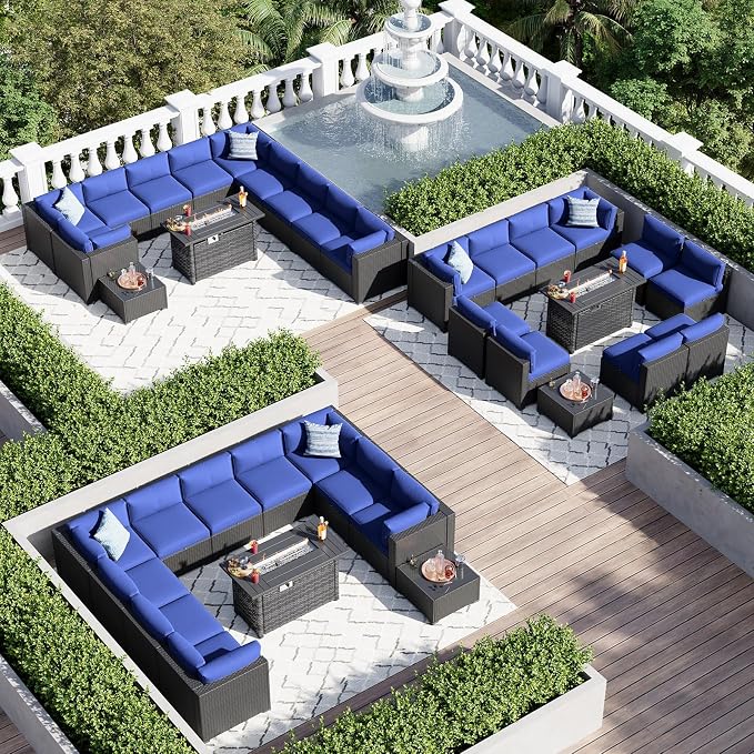 Aoxun 10 Piece Patio Furniture Set Wicker Rattan Patio Sectional Sofa Set - Image 5