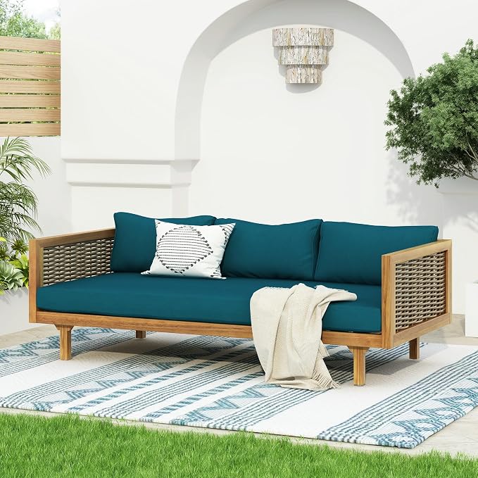LUMISOL Patio Daybed with Rattan Armrests by LUMISOL