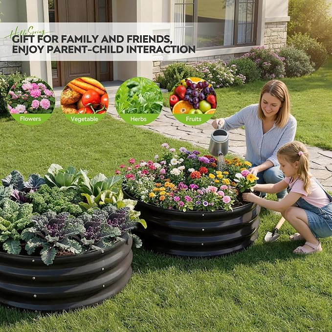 ZORMY Galvanized Raised Garden Bed Outdoor, Round Metal Planter Boxes 2 Pcs - Image 8