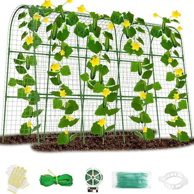 Cucumber Trellis for Raised Bed 64" L x 48" H, U-Shape Garden Trellis for by Erinaik
