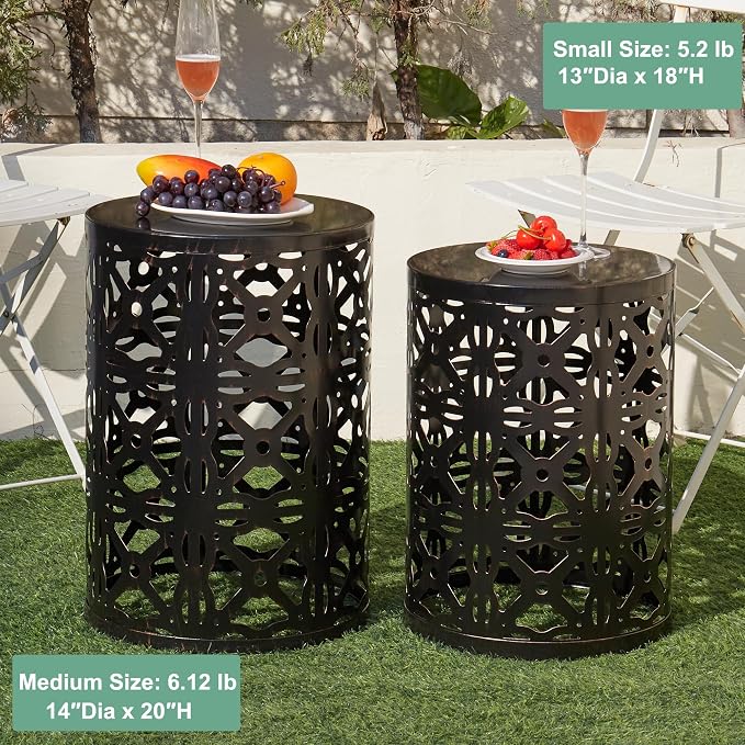 Y&M Set of 3 Patio Side Table for Living Room, Indoor End Tables for Bedroom - Image 4