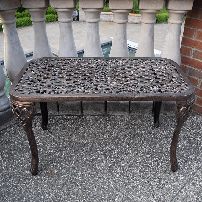 Oakland Living Mississippi Cast Aluminum Cocktail Table, 35-Inch by 18-Inch - Image 7