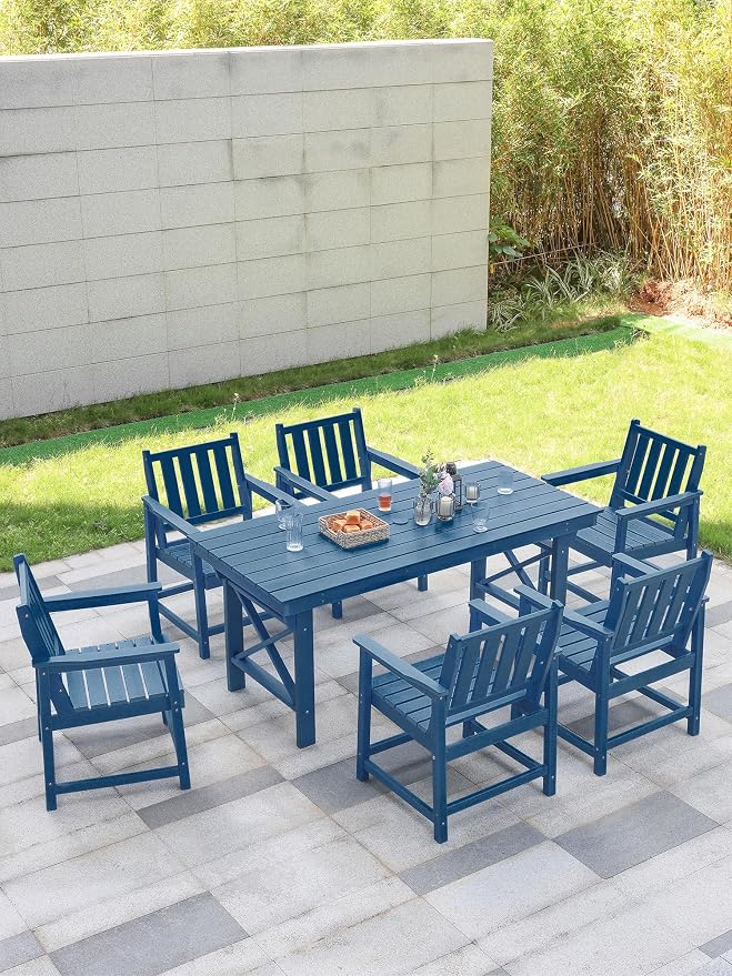 7 Pieces HDPE Outdoor Dining Set, Patio Dining Set - Image 9