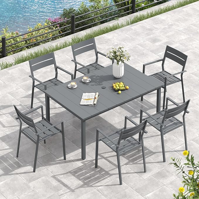 VICLLAX Outdoor Table for 6, Metal Patio Dining Table - Image 3