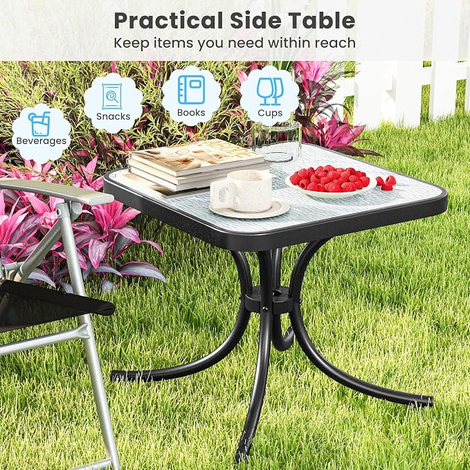 Tangkula Outdoor Side Table, 20 Inches Square End Table - Image 7