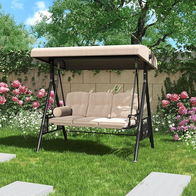 AECOJOY Outdoor Porch Swing, 3-Seat Porch Swing - Image 7