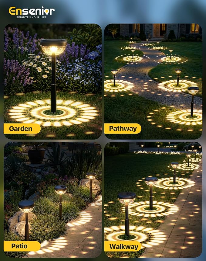 Ensenior Solar Pathway Lights Outdoor, Auto On/Off Solar Powered Yard Lights - Image 5