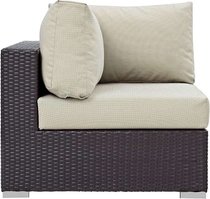 Modway Convene Wicker Rattan Outdoor Patio Sectional Sofa Corner Seat in - Image 4