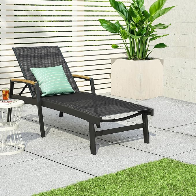 Christopher Knight Home Patio Aluminum Chaise Lounge, Adjustable Mesh Chaise by ChristopherKnightHome
