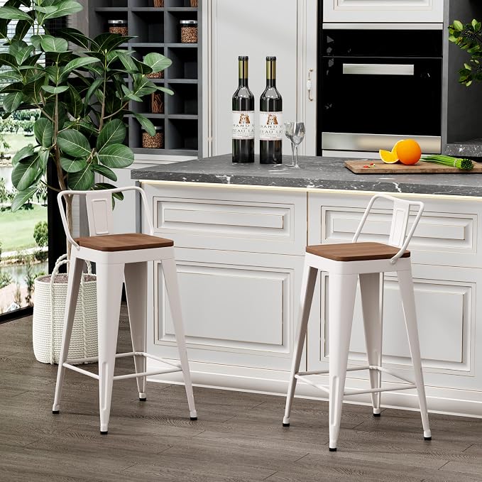 WENTMENT Metal Bar Stools Set of 2 Counter Height Barstools - Image 5