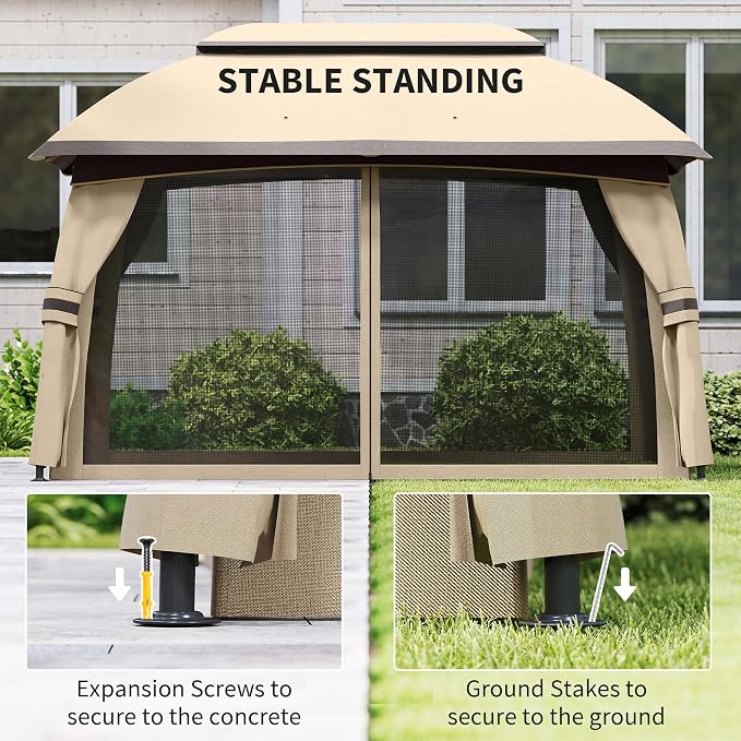 Outsunny 10' x 13' Patio Gazebo, Outdoor Gazebo Canopy Shelter - Image 6