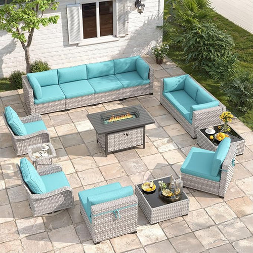 10-Seat Outdoor Wicker Patio Furniture Set by MASIONBACKYARDS