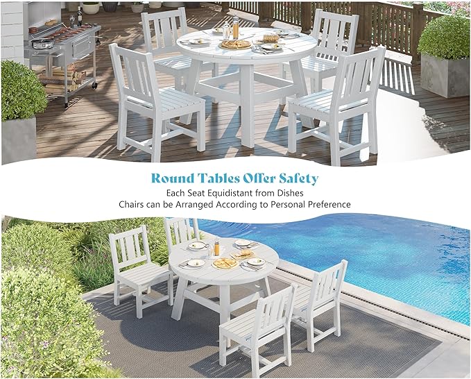 AMERLIFE 5 Piece HDPE Outdoor Dining Table & Chairs Set, All-Weather Patio - Image 7