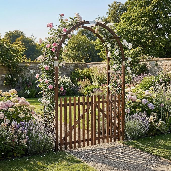 VINGLI Wooden Garden Arbor, Heavy Duty Outdoor Frame Trellis - Image 8