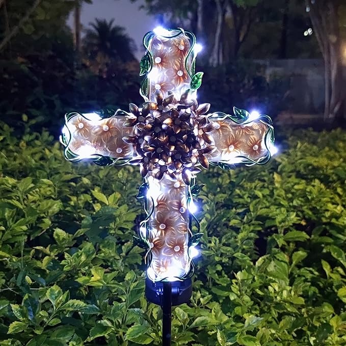 38inch Cross Garden Solar Lights Outdoor Decorative by COOZZYHOUR