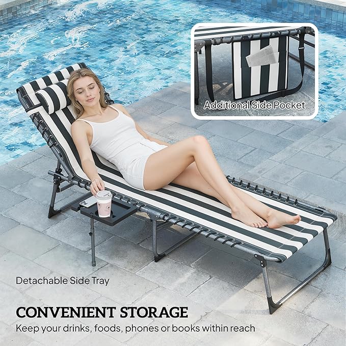 Outsunny Folding Chaise Lounge Chair Outdoor Tanning Chair - Image 6
