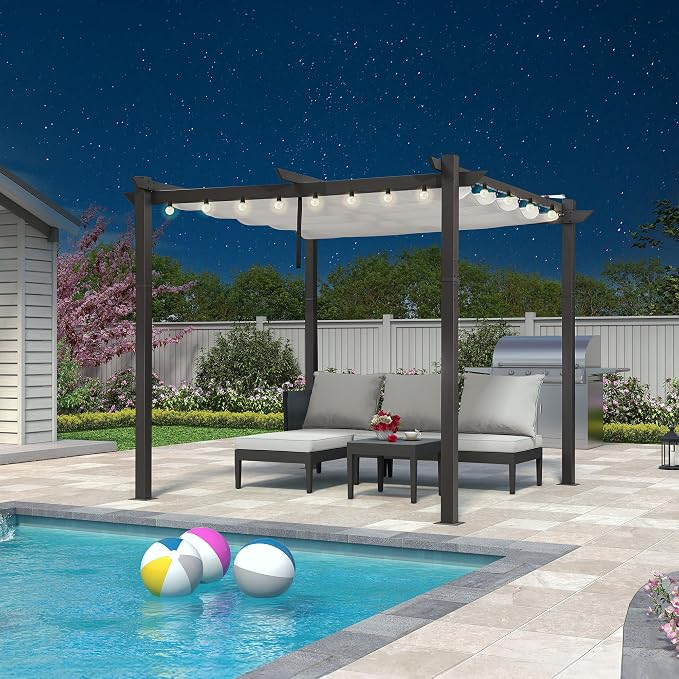 PURPLE LEAF 10' x 10' Outdoor Retractable Pergola by Unknown
