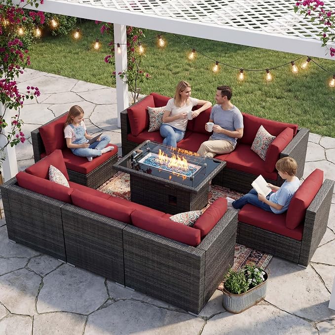 NICESOUL 9 Piece Large Patio Furniture Set by NICESOUL