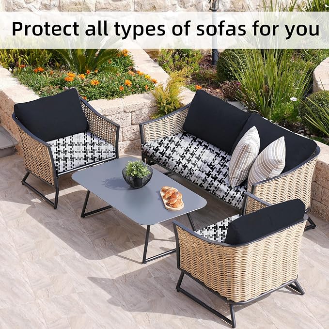 8Pcs Stretch Patio Cushion Covers, Outdoor Couch Covers Replacement, Outdoor - Image 4