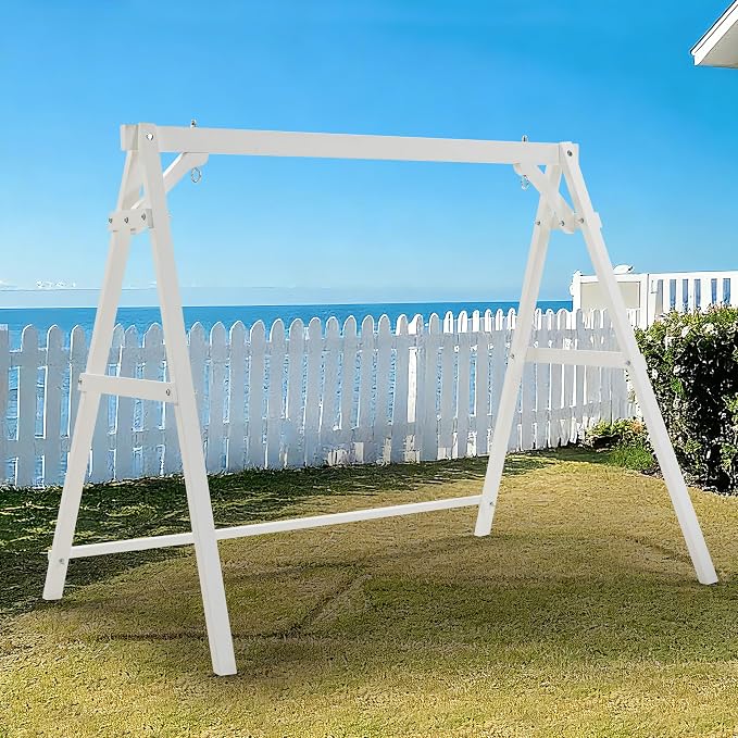 Finnhomy Outdoor 880 LBS Porch Swing Frame, Stable A-Frame Wooden Swing Stand - Image 7