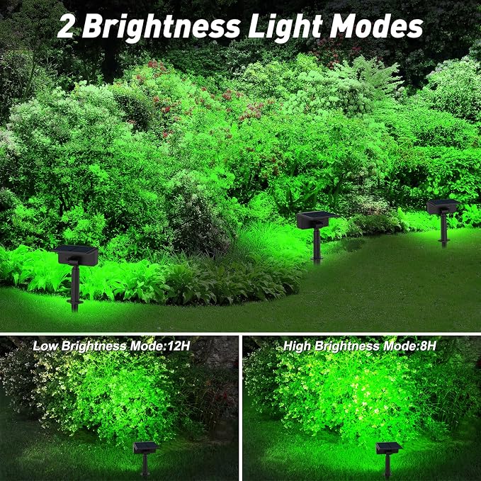 T-SUN Green Solar Spot Lights Outdoor 4 Pack, 49 LED 2 Lighting Modes, IP65 - Image 4