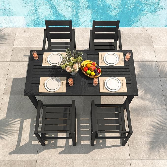 Patio Table and Chairs Set, HDPS 5-Piece Outdoor Dining Set, Patio Furniture by COZYMAN
