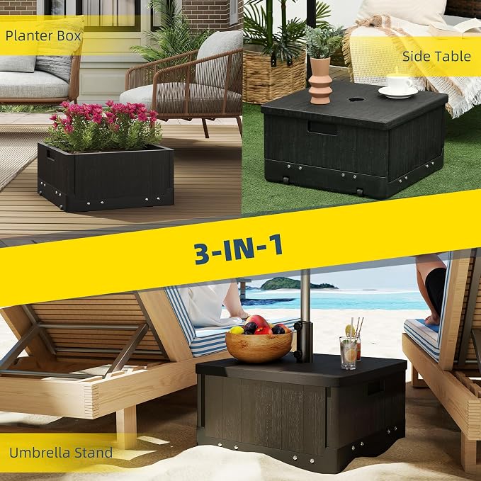 Outsunny 3-in-1 Outdoor Umbrella Base, Coffee End Table, Planter Box - Image 4