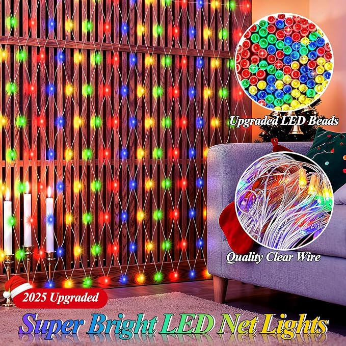 Lovelite 8ft x 8ft Net Lights, 180LED Gazebo Lights Outdoor 8 Modes Timer - Image 5
