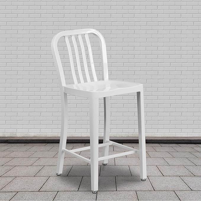 Flash Furniture Gael Commercial Grade 2 Pack 24" High White Metal - Image 2