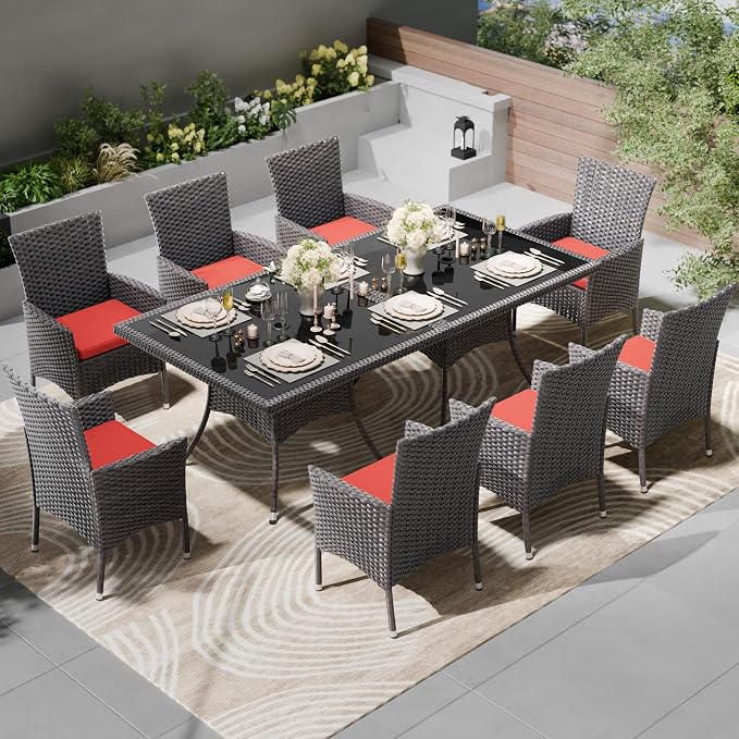 Kullavik 10-Piece Outdoor Dining Set Patio Rattan Furniture Set, Patio Dining - Image 8