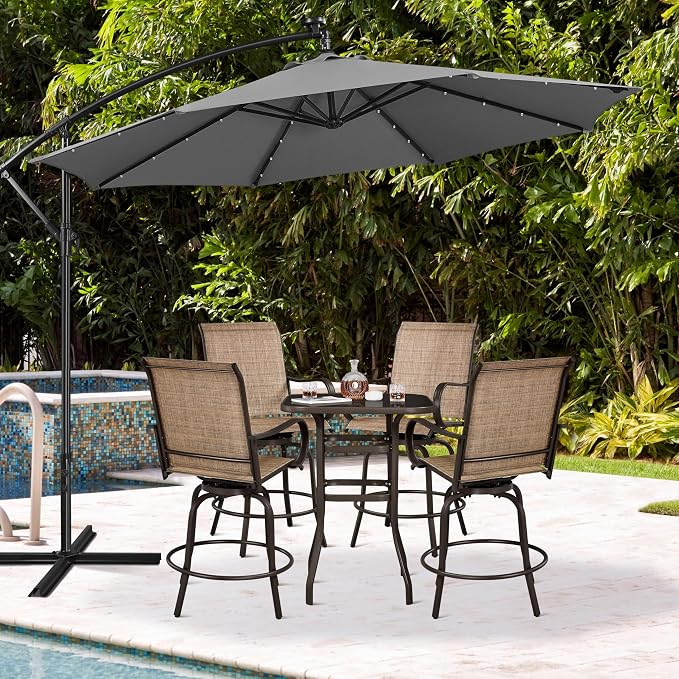 Yaheetech Patio Swivel Barstools Outdoor Chairs Set of 6, High Bistro Stools - Image 4