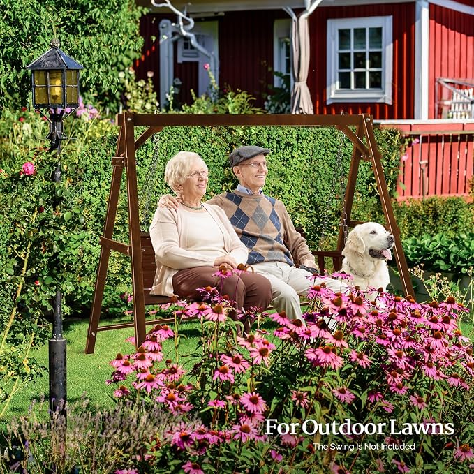VINGLI 5FT Wooden Swing Frame, 660 LBS Heavy Duty A-Frame Porch Swing Stand - Image 7