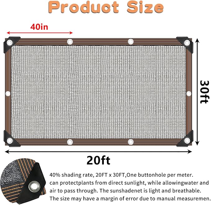 QLOFEI Shade Cloth for Garden, 40-50% Sunblock Mesh Tarp Shade Cloth - Image 2