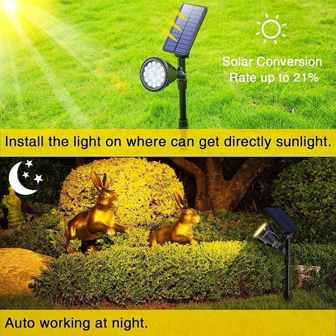 ROSHWEY Outdoor Solar Lights, 600LM Solar Garden Lights Waterproof Solar Spot - Image 7