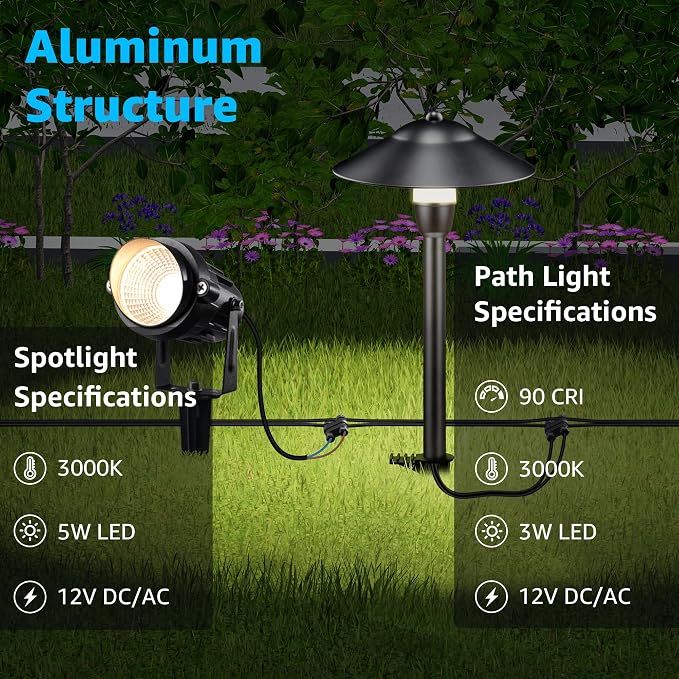 SUNVIE LED Low Voltage Landscape Lighting 12-24V Landscape Lighting Kit - Image 2