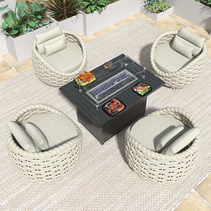 TWT 6 Pieces Patio Sofas, All-Weather Olefin Rope Balcony Furniture - Image 2